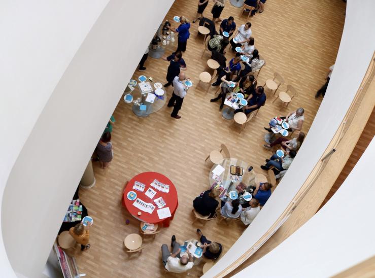 People gather for an event at the Deakin Centre on the Biomedical Campus. Image Credit: Cambridge University Hospitals.