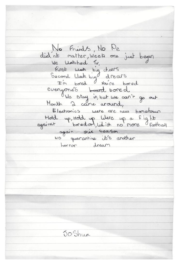A sad poem from a child about COVID lockdown