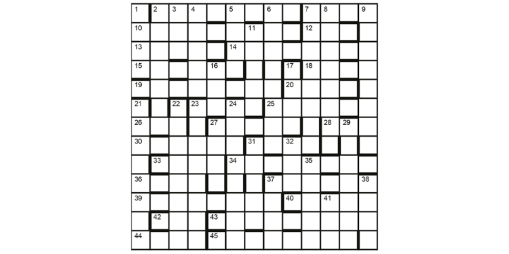 CAM 103's crossword grid - not yet completed.