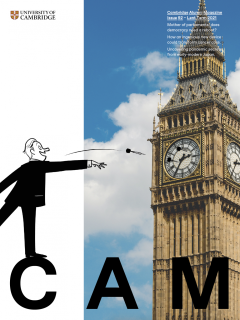 Cover of CAM 92 showing a man throwing darts at Elizabeth Tower (Big Ben)