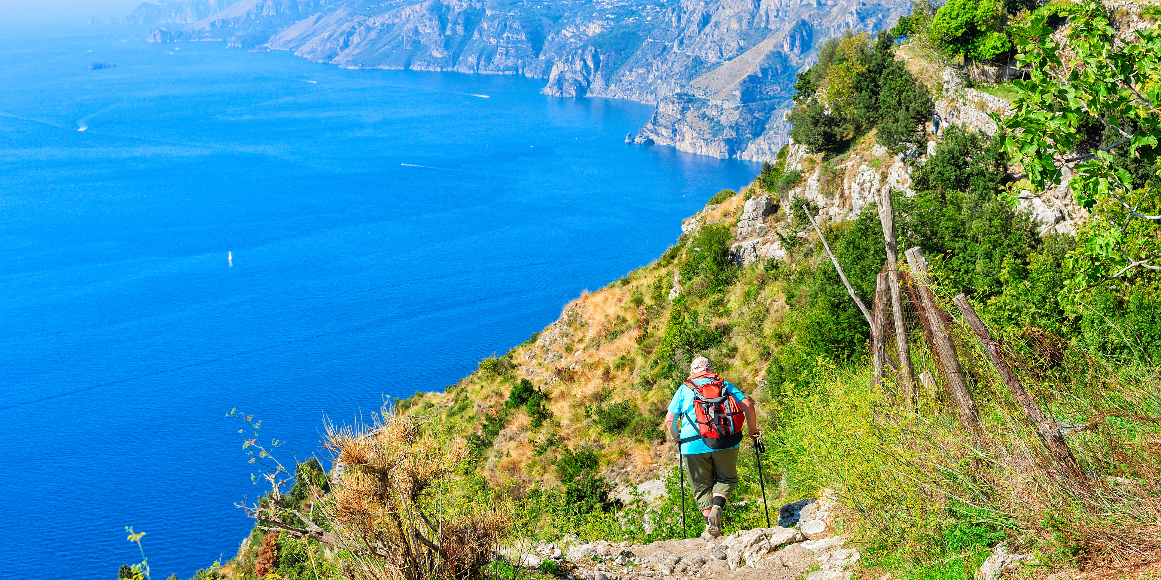 Italy Amalfi Coast - man walking 