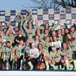 Cambridge crews celebrating Tideway victories