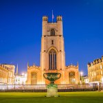 Night by the square at Senate House, and Great St Mary's, The University Church