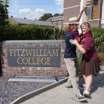 Simon and Danielle outside Fitzwilliam College