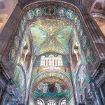 Historic byzantine mosaic in Saint Vitale Basilica