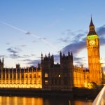 image of UK Parliament at night