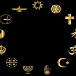 Circle containing different religious symbols