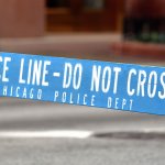 Police line in Chicago, Illinois, USA