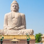 great buddha statue near mahabodhi temple in bodh gaia