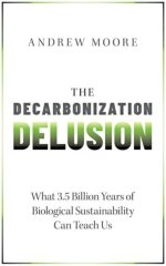 The  Decarbonization Delusion book cover, featuring a white page with bold typeface