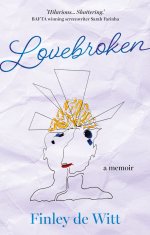 Book cover for 'Lovebroken' featuring a wrinkled piece of white paper with a drawing of a head and shoulders.