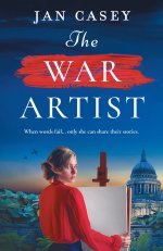 Book cover shows a blond woman in a red blouse holding a canvas in front of an easel. Beyond is the sky above St Paul's.