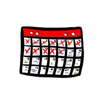 A calendar with days crossed-out