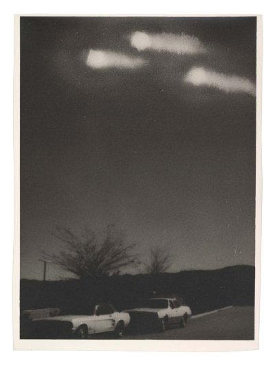 Old photograph of lights in the sky