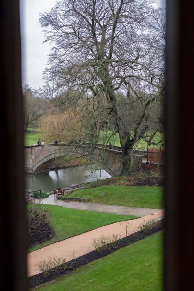 View out window down to bridge