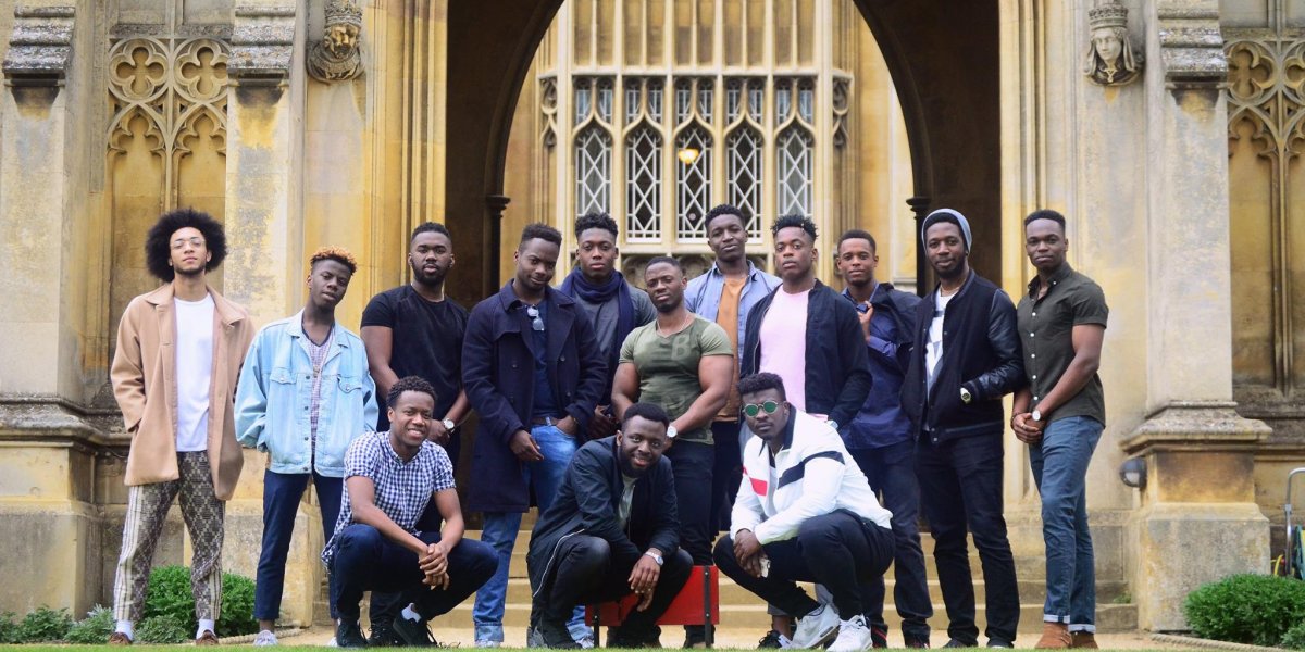 #BlackMenOfCambridge photograph published by Cambridge African Caribbean Society in 2017 featuring Bez Adeosun