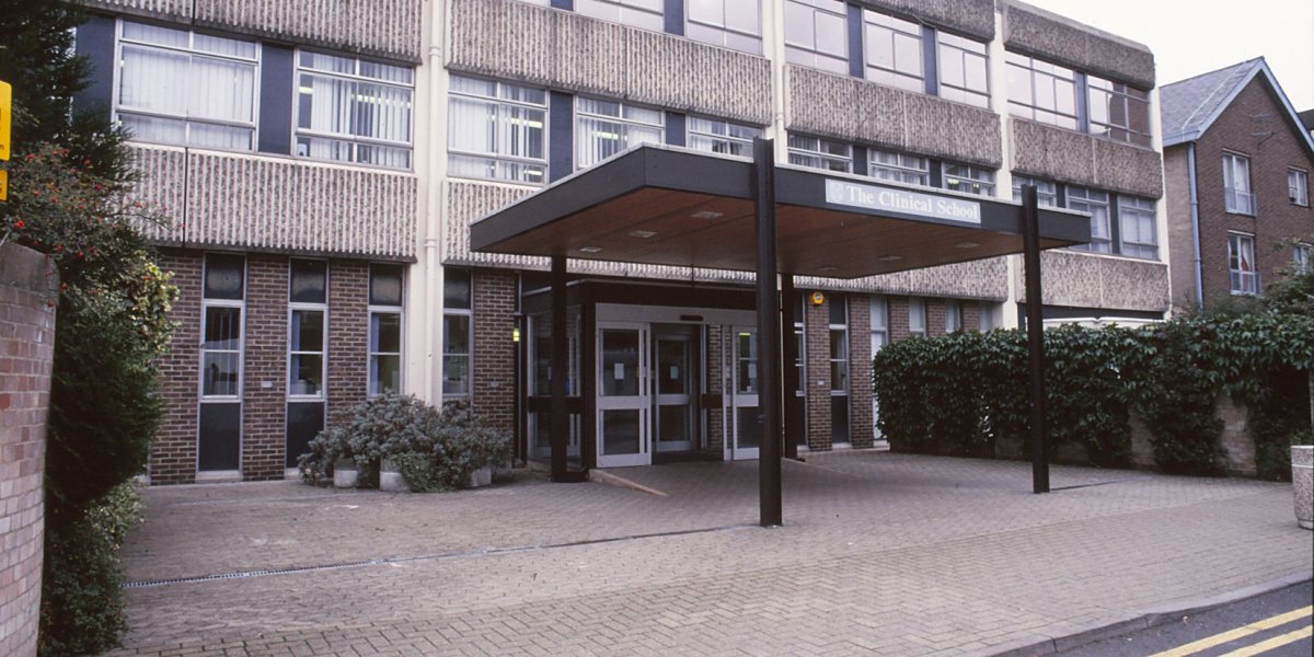 The front of the School of Clinical Medicine building in 1999. Image Credit: Cambridge University Hospitals Archives.