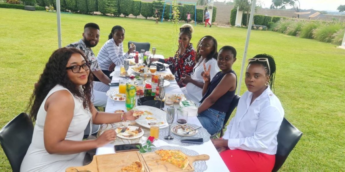 The Malawi group enjoying an outdoor meal
