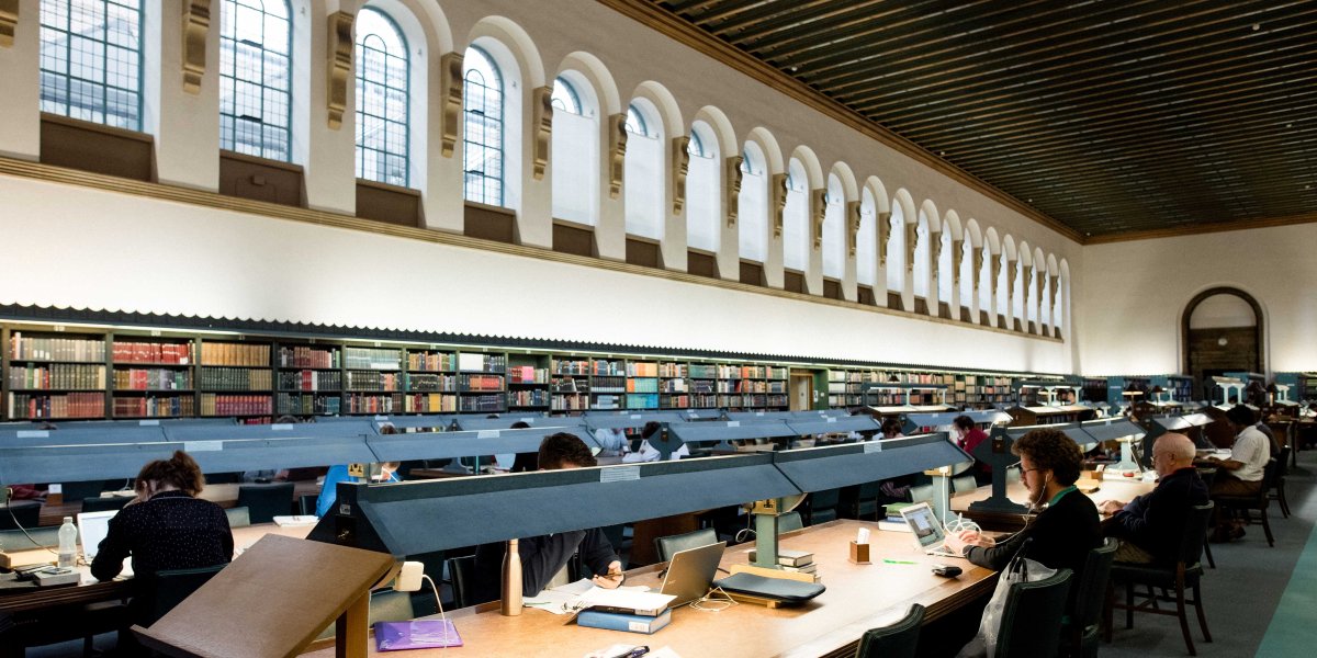 photograph of the inside of the university library 