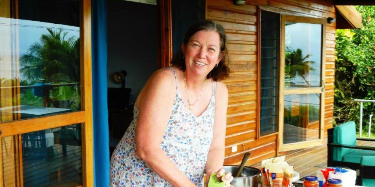 Dianne Pinder making wheat free pizza