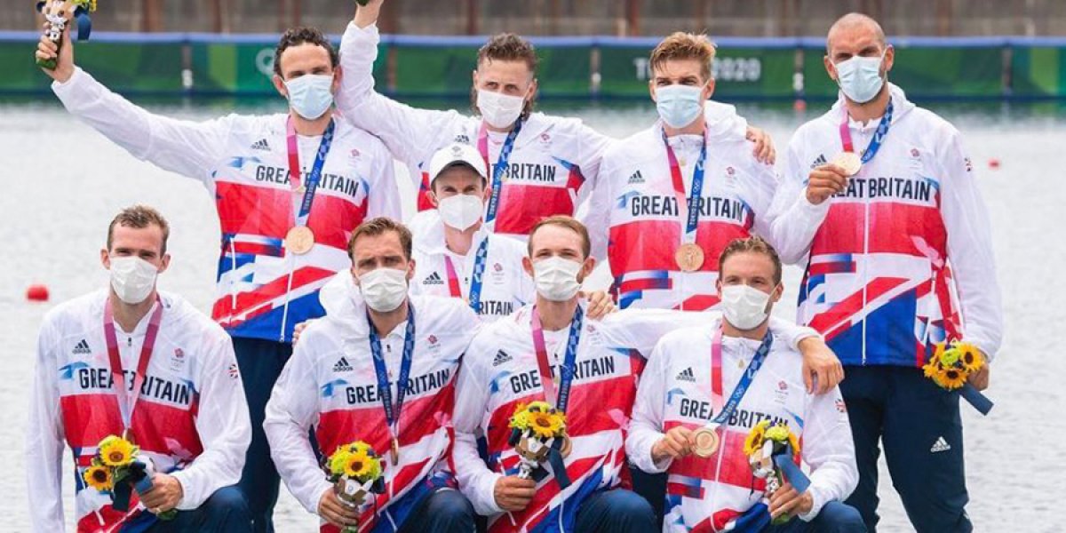 Bronze medallists: Team GB's Henry Fieldman and Coach Steve Trapmore in the Men's Eight Rowing team