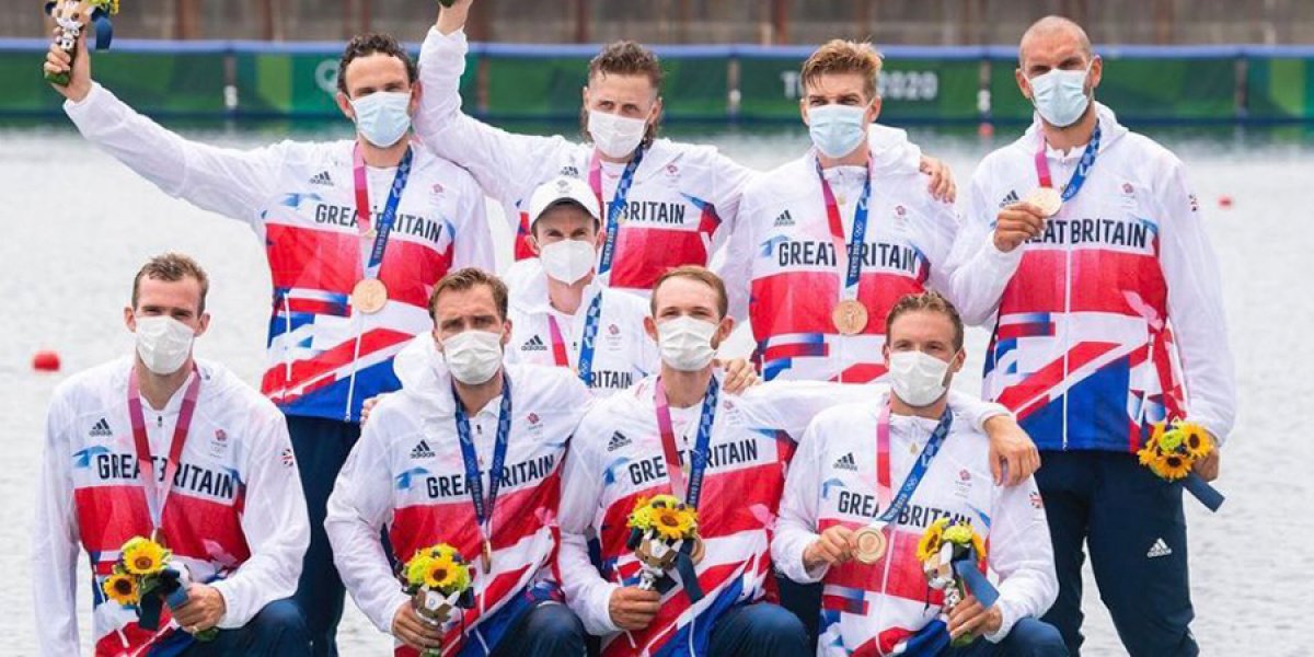 Bronze medallists: Team GB's Henry Fieldman and Coach Steve Trapmore in the Men's Eight Rowing team