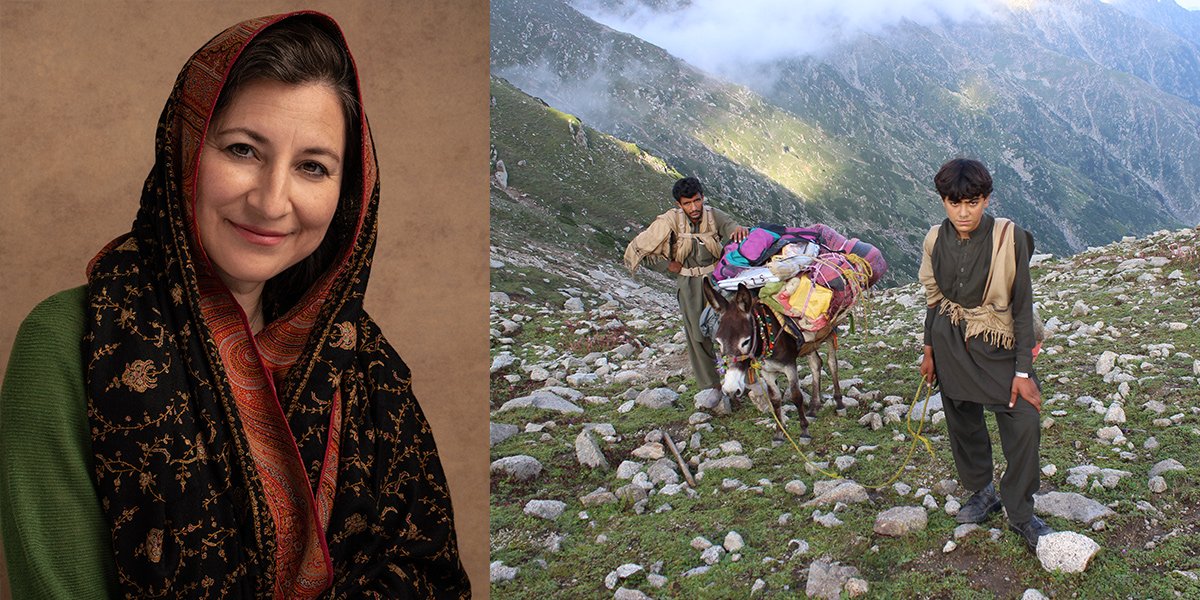 Dr Amineh Hoti (left); two men in Pakistan's Swat district (right). 