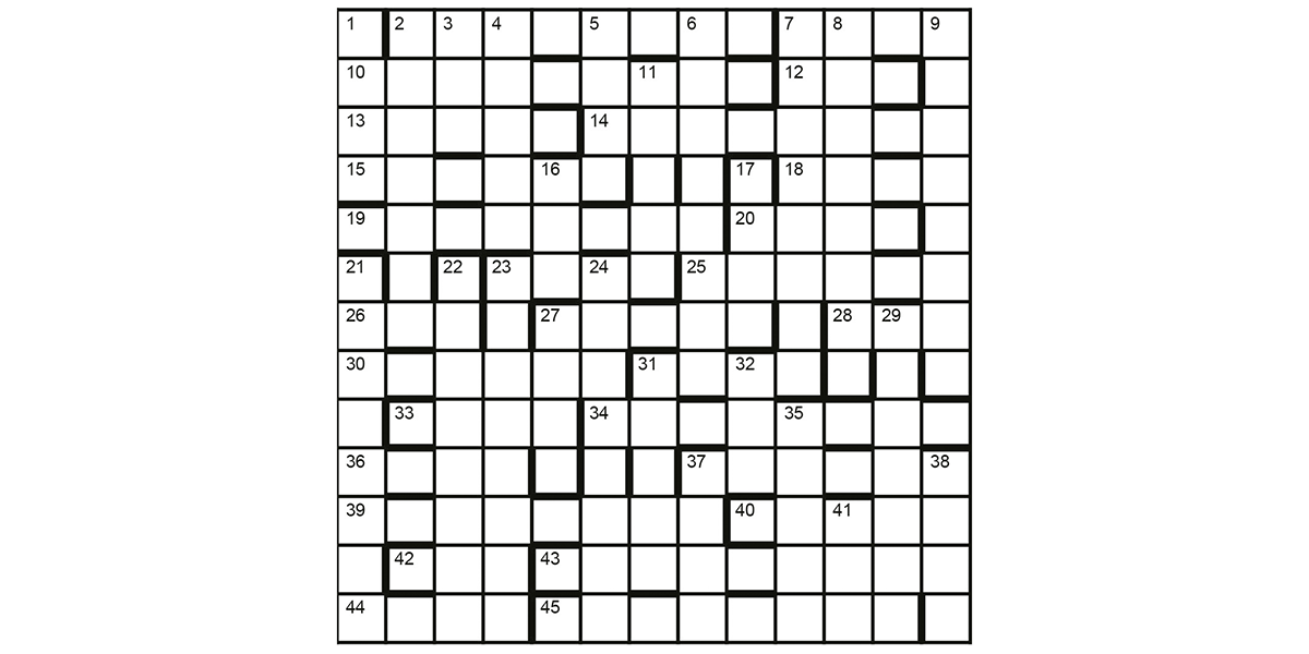 CAM 103's crossword grid - not yet completed.