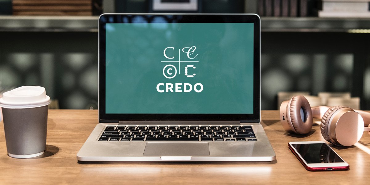 Laptop with Credo logo on the screen