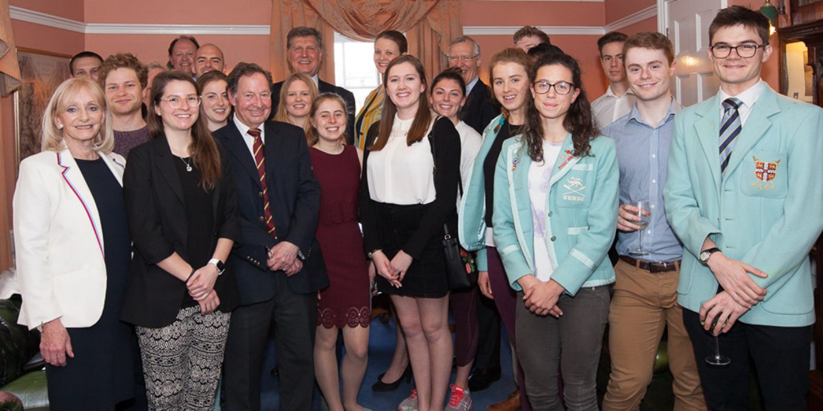 Sports men and women who received awards with members of the Trust and others