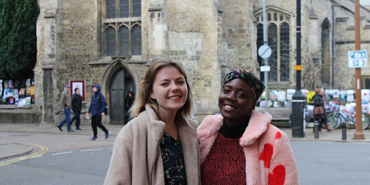 Claire (left) and Christine (right) in Cambridge city centre