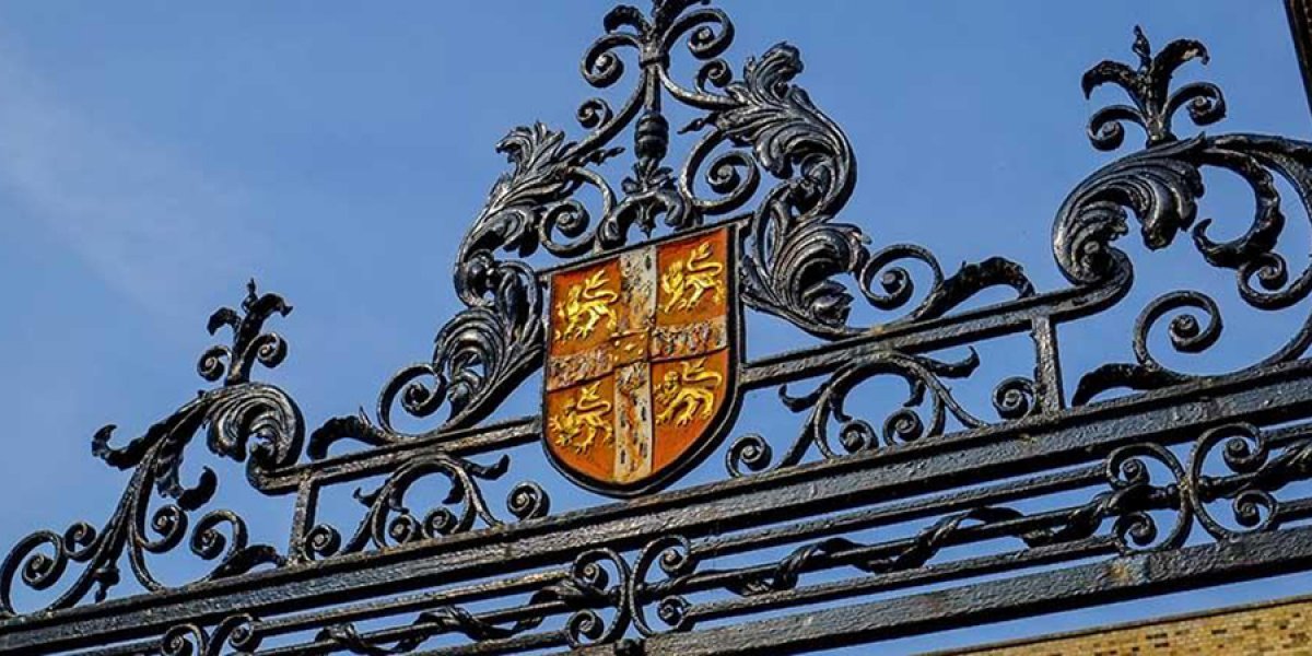 University shield on gate