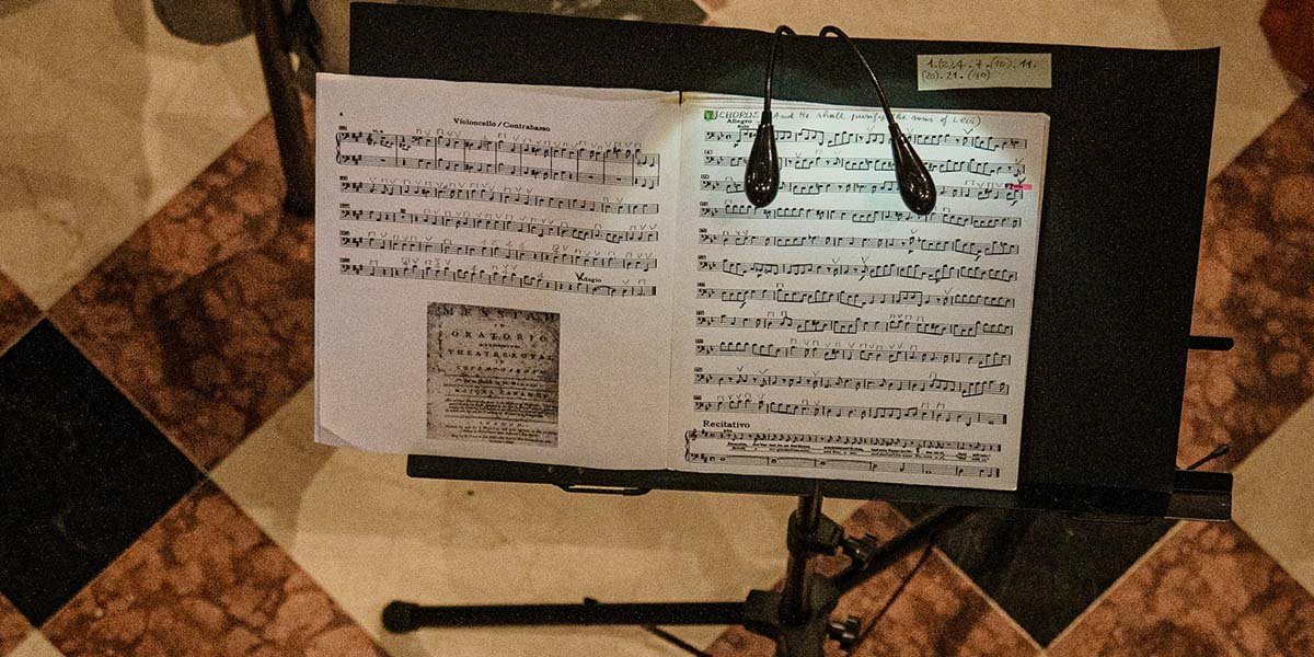 Close-up of sheet music.