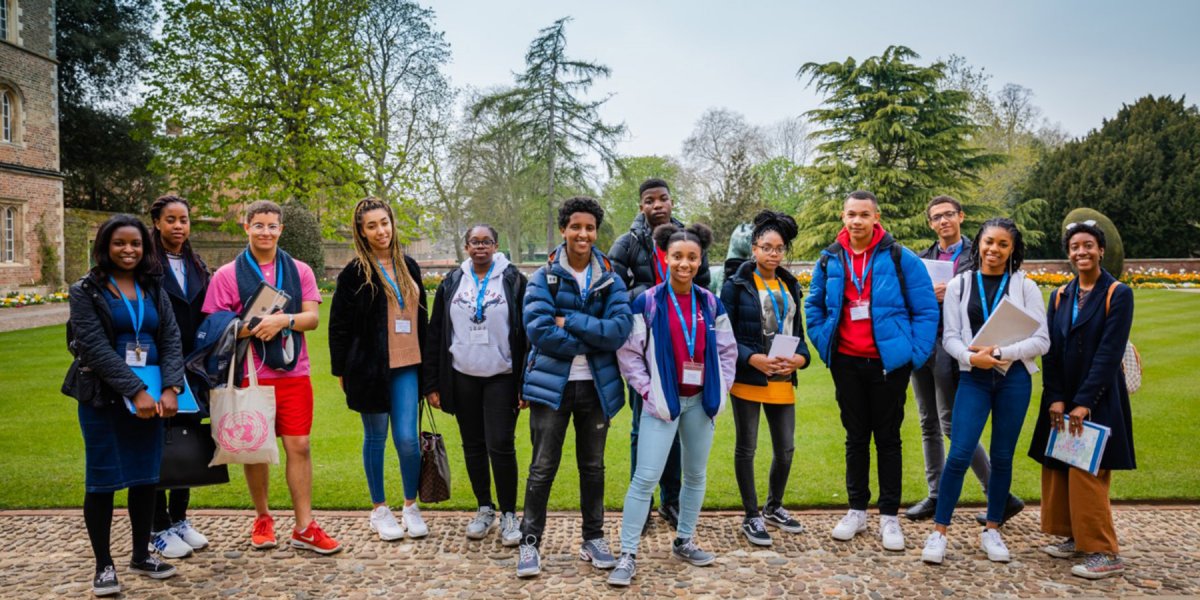 Target Oxbridge group visit, photographed in a College garden