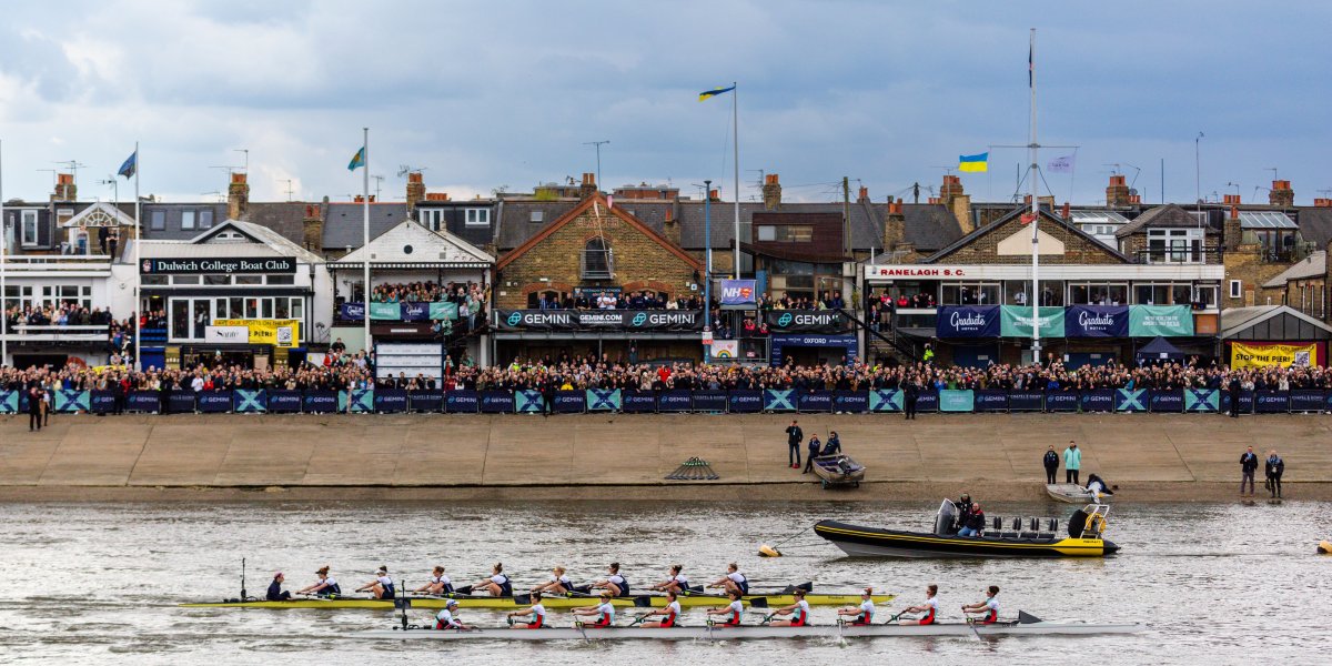 Fans watching the boat race