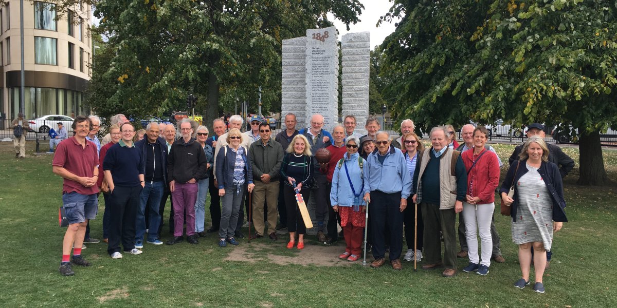 who was fenner group photo at football sculpture