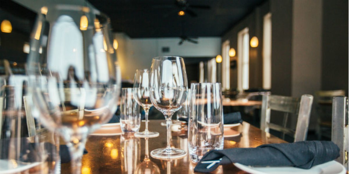 Wine glasses on table