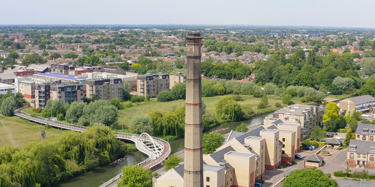 Ariel view of Cambridge Museum of Technology