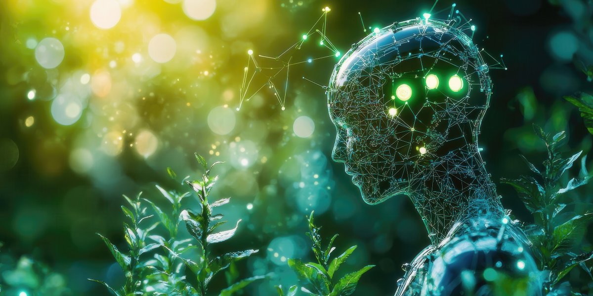 AI human in nature surrounded by trees