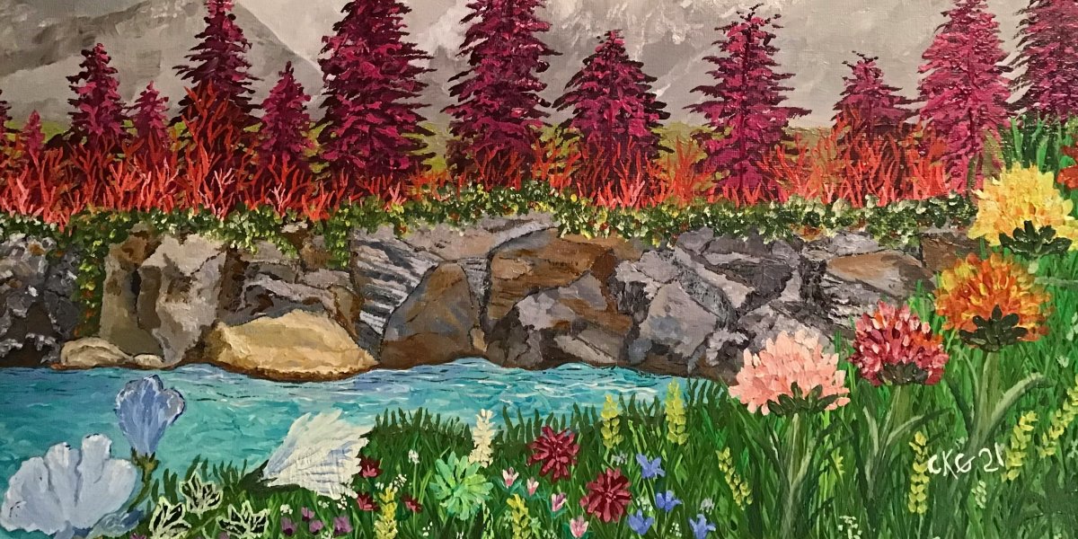 Forest, mountains and water