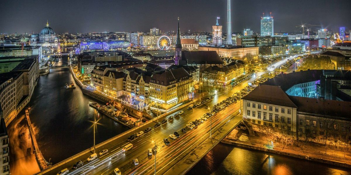 Berlin skyline at night