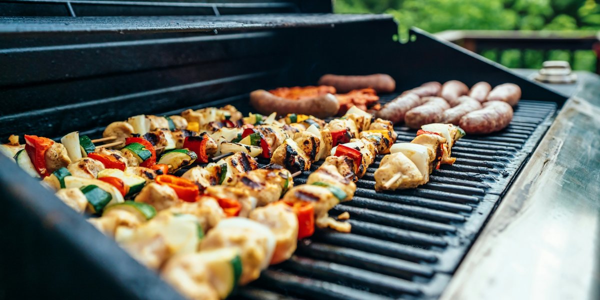 Barbeque with food on it
