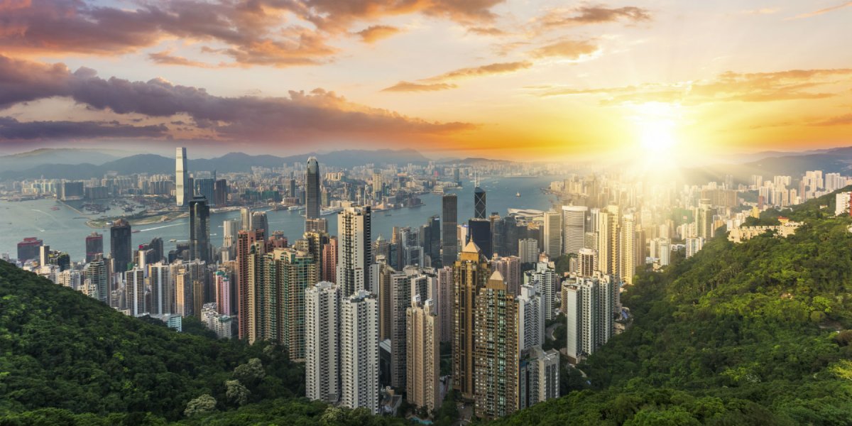 Hong Kong skyline at sunset