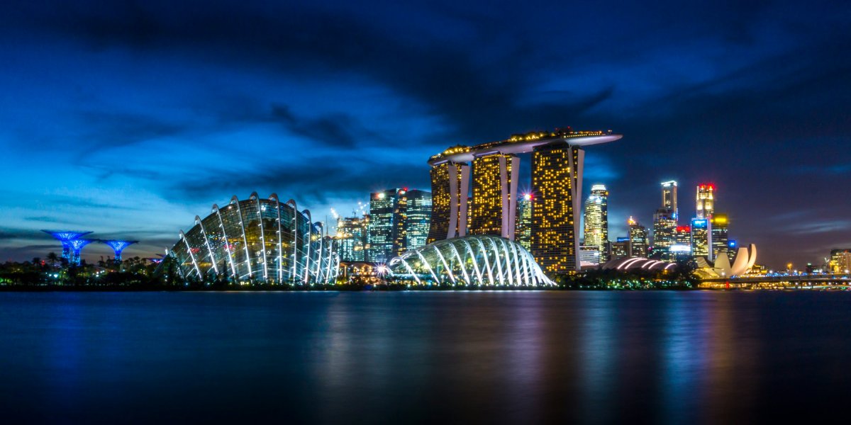 Photo of Singapore skyline in the evening