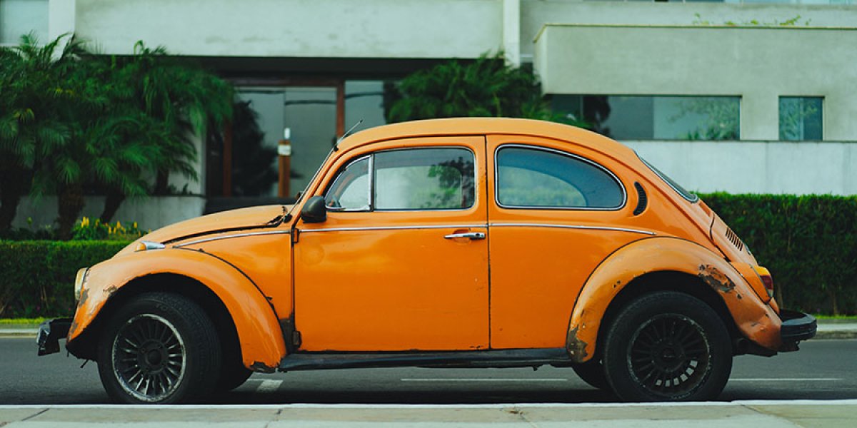 Orange car on the road