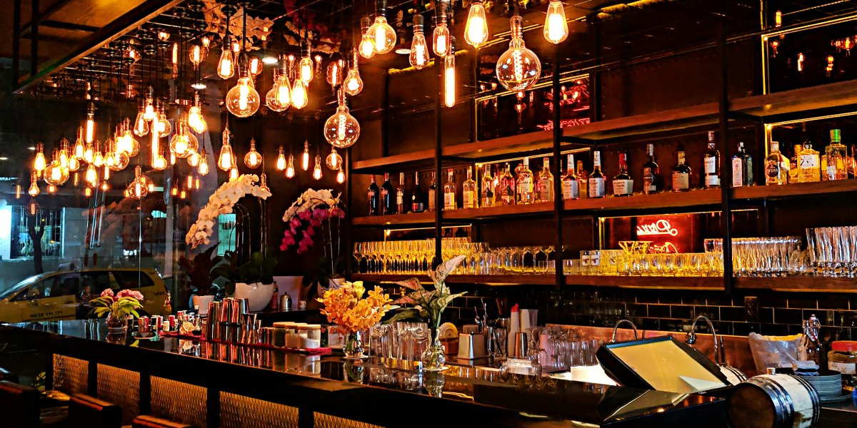 Bar with lights