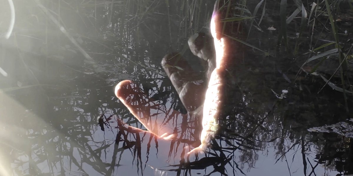 Reflection of a hand in the river