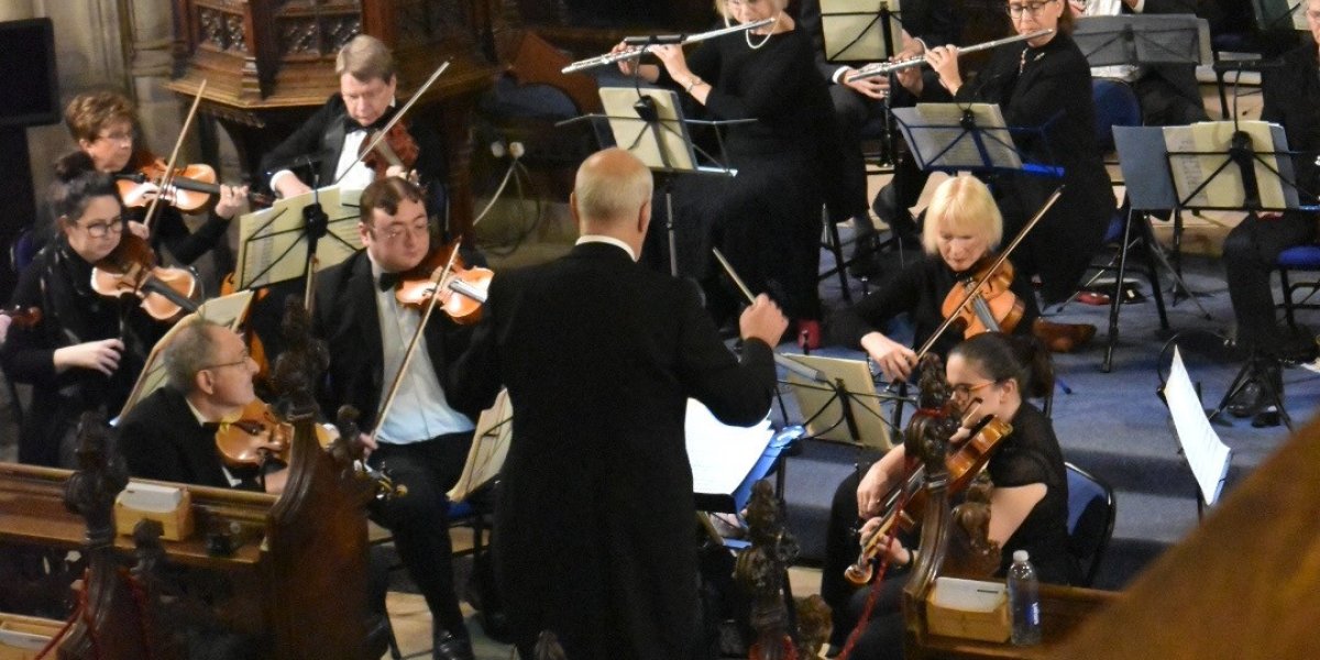 image taken from the inside of St Mary's of a concert