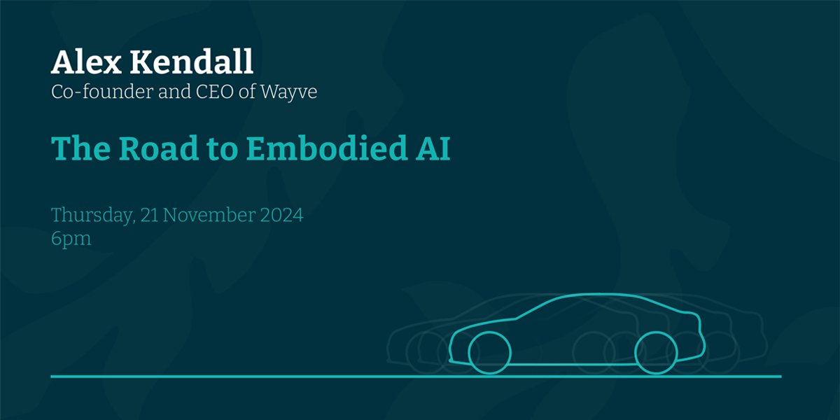outline of car across bottom of image, text with speaker name, lecture title, date and time