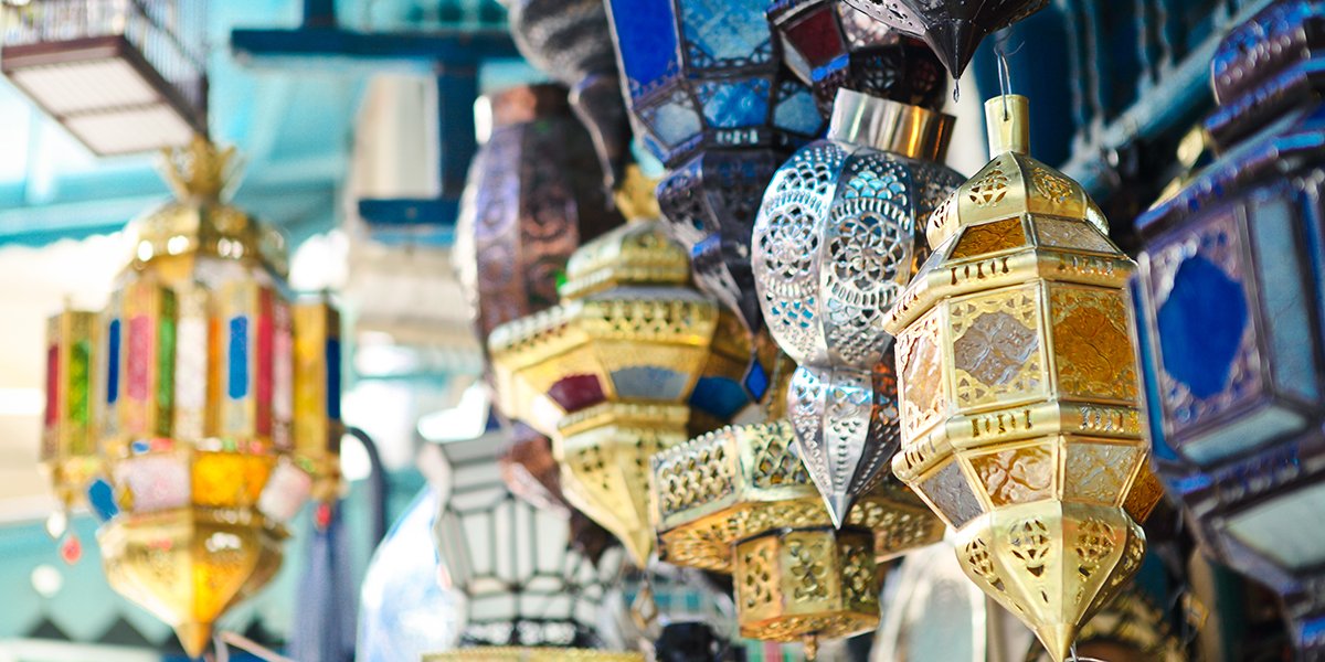 Hanging lanterns in medina